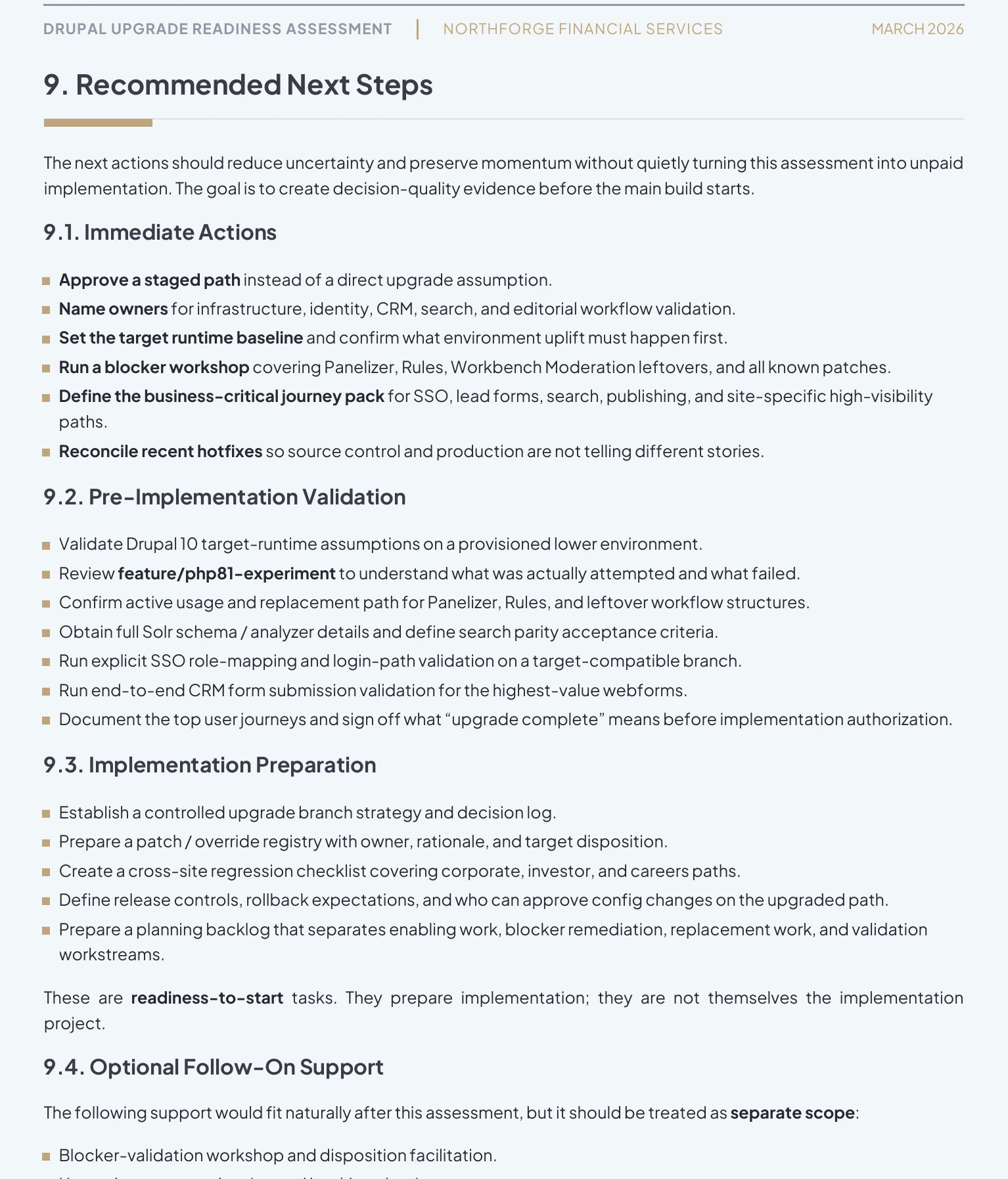 Executive summary report screenshot